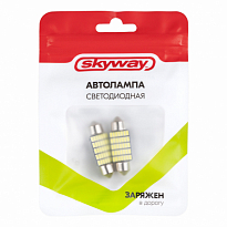 Автолампа диод T11(C5W) 12V 35 SMD диодов 1-конт 36мм Белая SKYWAY Салон, номер	 min 2 шт